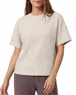 G4Free - G4Free Soft Waffle Knit Crewneck Tee Breathable Loose Fit -GF26K1003A001A-S-GF26K1003A001B-M-GF26K1003A001C-L-GF26K1003A001D-XL-GF26K1003A001E-XXL