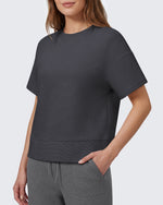 G4Free - G4Free Soft Waffle Knit Crewneck Tee Breathable Loose Fit -GF26K1003A001A-S-GF26K1003A001B-M-GF26K1003A001C-L-GF26K1003A001D-XL-GF26K1003A001E-XXL