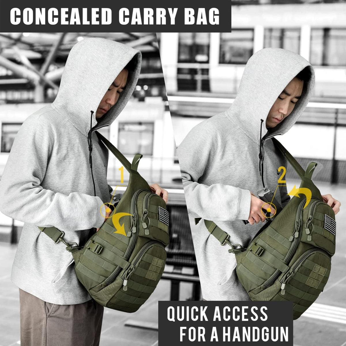 G4Free - G4Free Tactical EDC Military Rover Sling Bag Pack with Pistol Holster -D02V760D-D02V760A-D02V760C