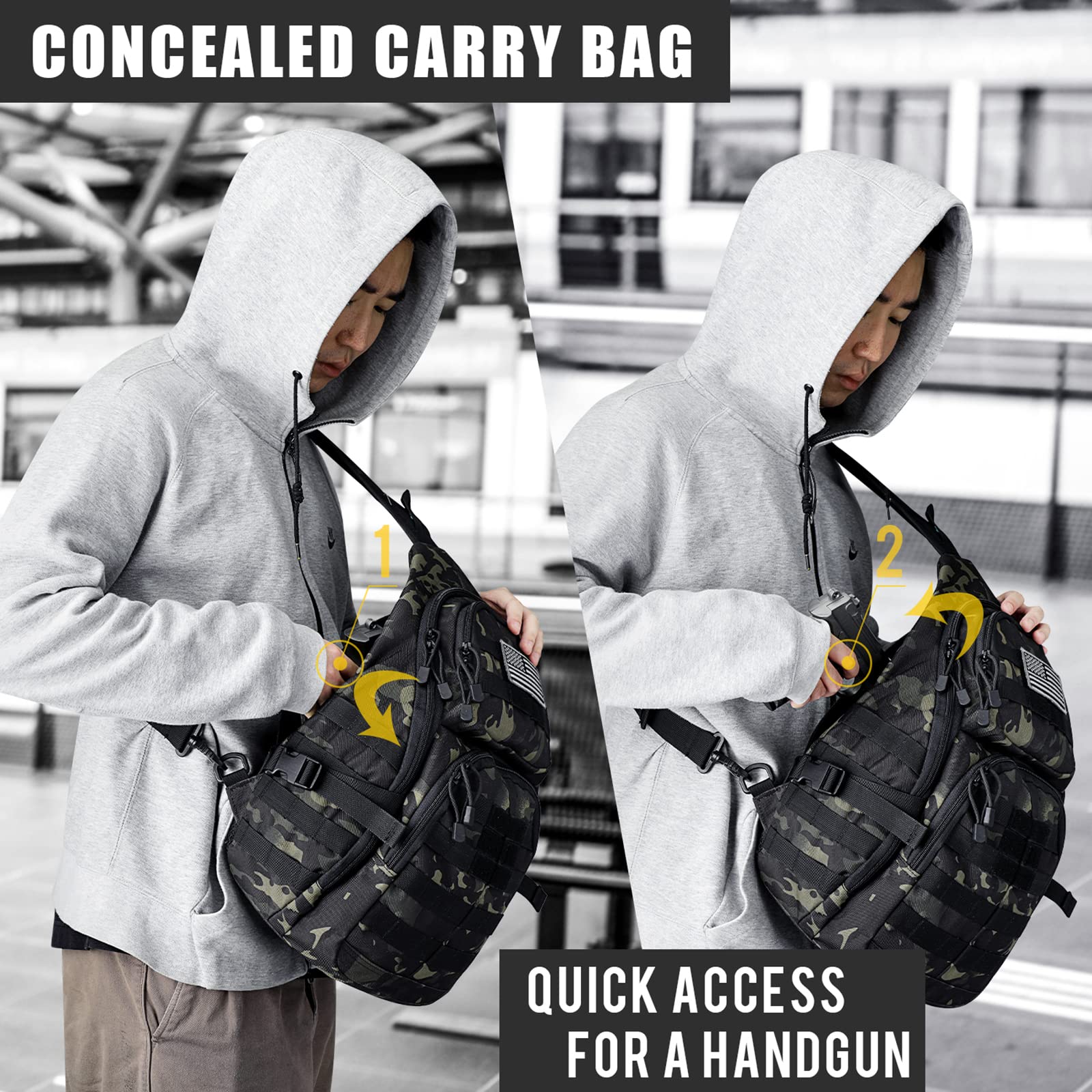 G4Free - G4Free Tactical EDC Military Rover Sling Bag Pack with Pistol Holster -D02V760D-D02V760A-D02V760C