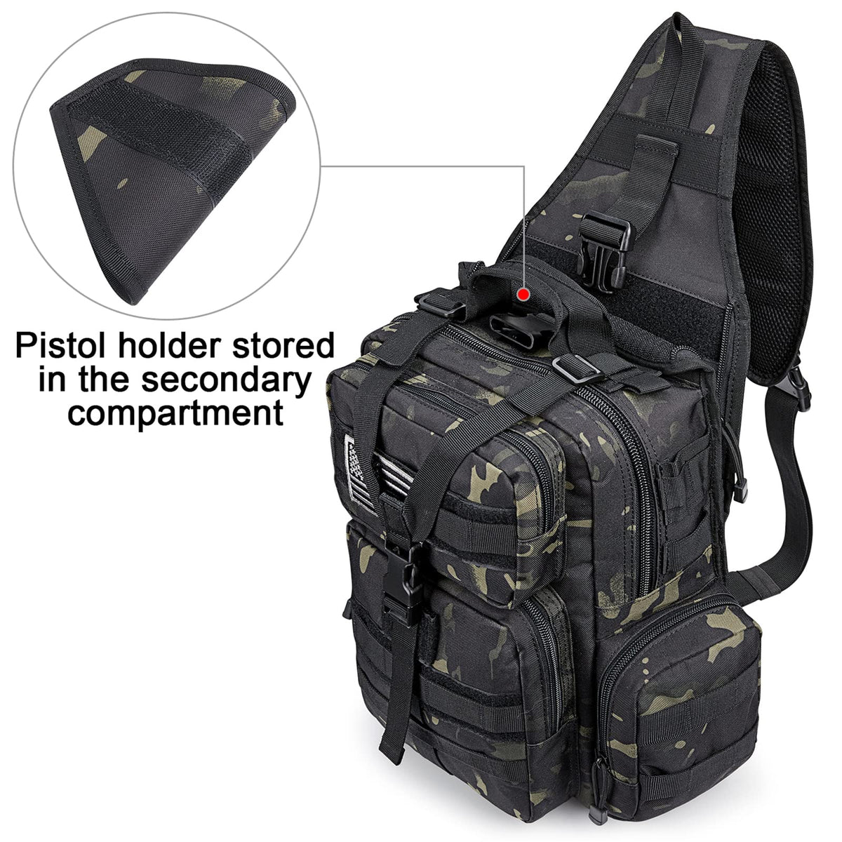 G4Free - G4Free Tactical EDC Sling Bag Backpack with Pistol Holster -D02V759D-D02V759A-D02V759F-D02V759B