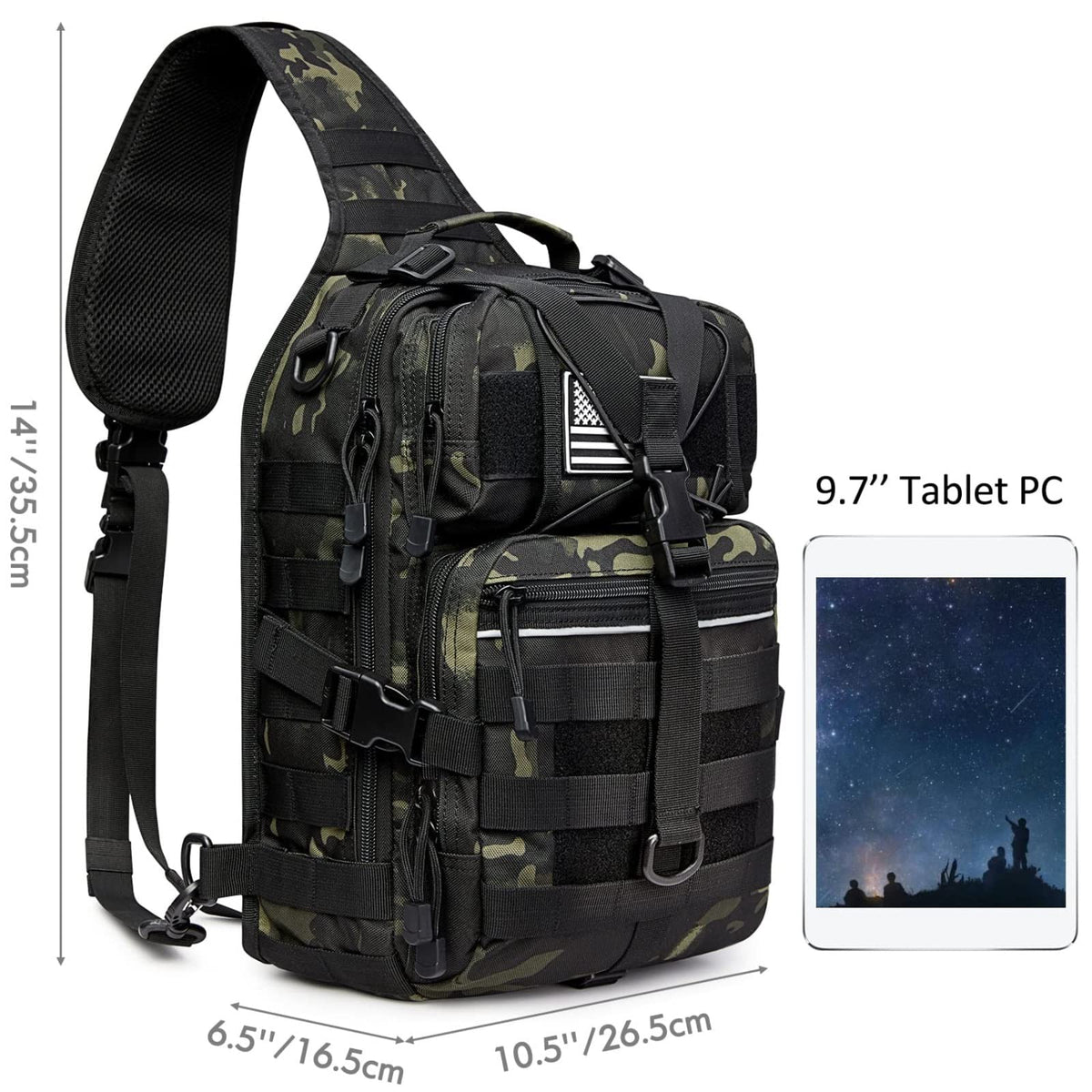 G4Free - G4Free Tactical Sling Backpack Big Molle EDC Assault Range Bag Pack Military Style for Concealed Carry -D02V676A-D02V676C