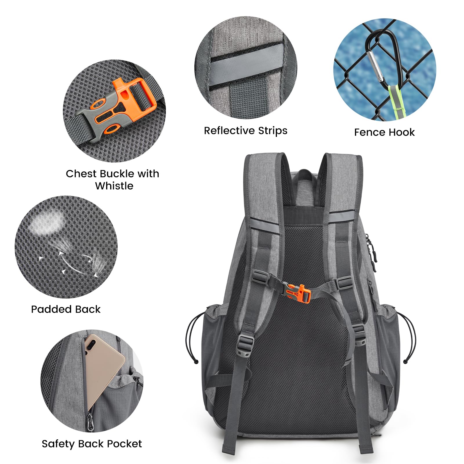 G4Free - G4Free Tennis Backpack Holds 4 Rackets with Shoe Compartment -TN24B327B-TN24B327C