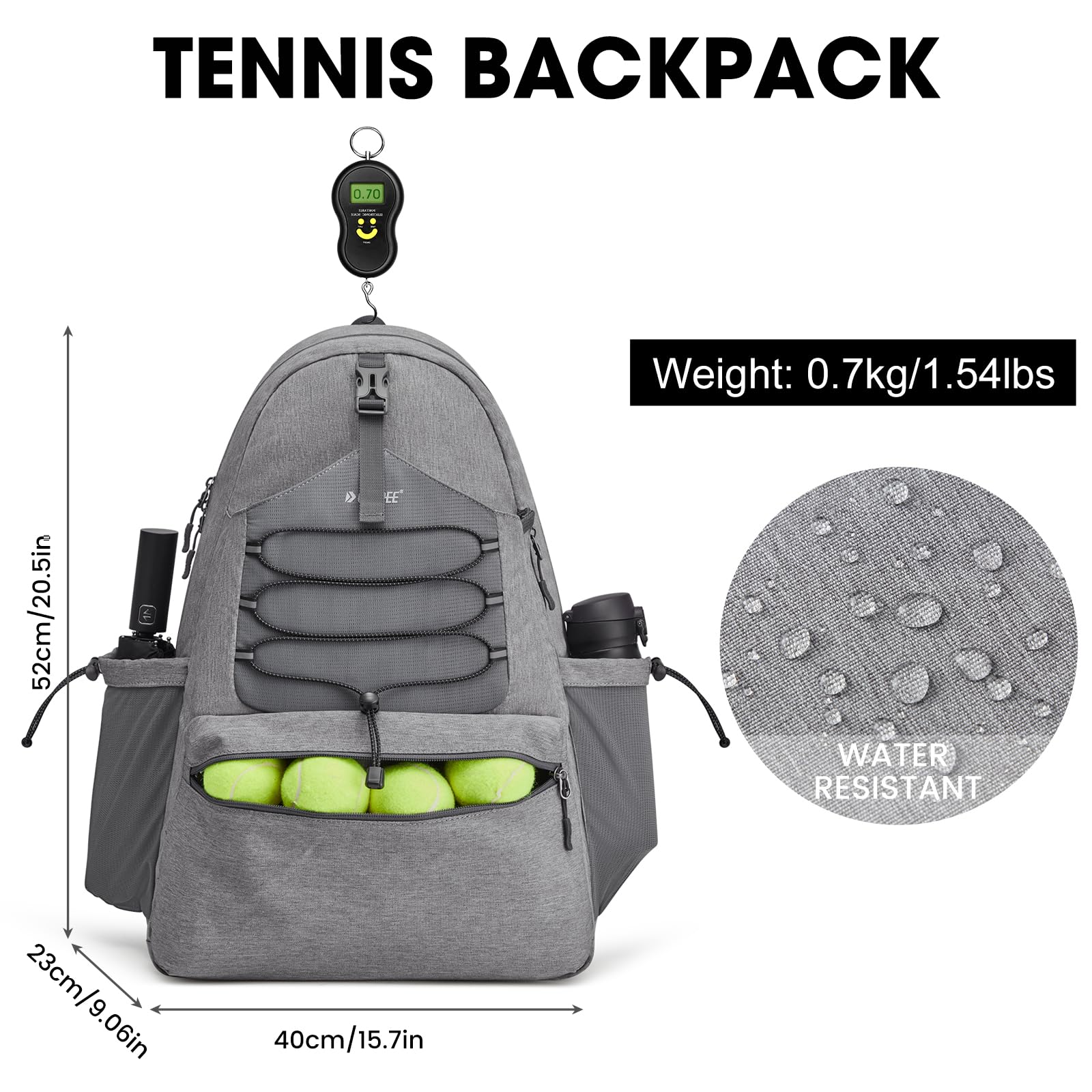 G4Free - G4Free Tennis Backpack Holds 4 Rackets with Shoe Compartment -TN24B327B-TN24B327C