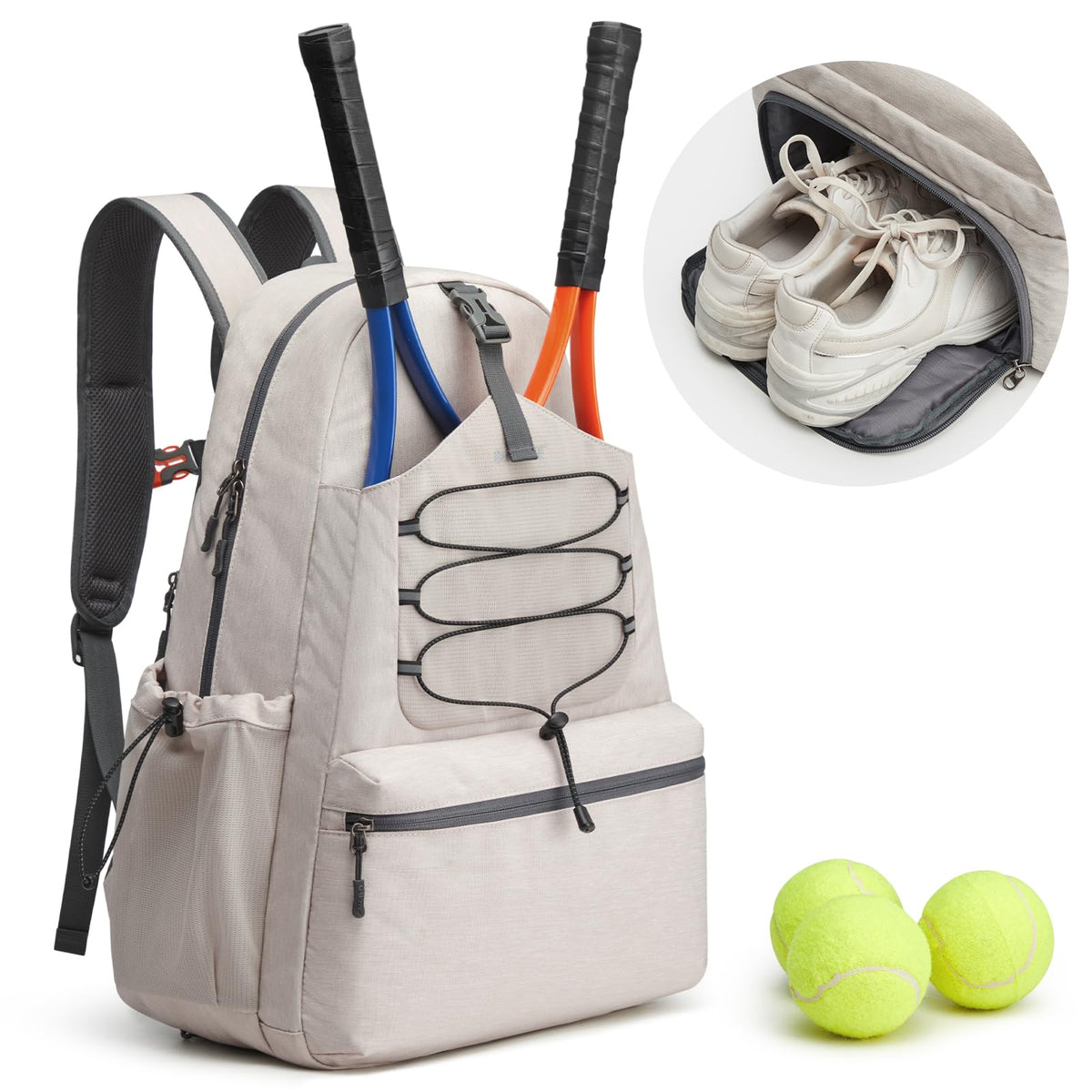 G4Free - G4Free Tennis Backpack Holds 4 Rackets with Shoe Compartment -TN24B327B-TN24B327C