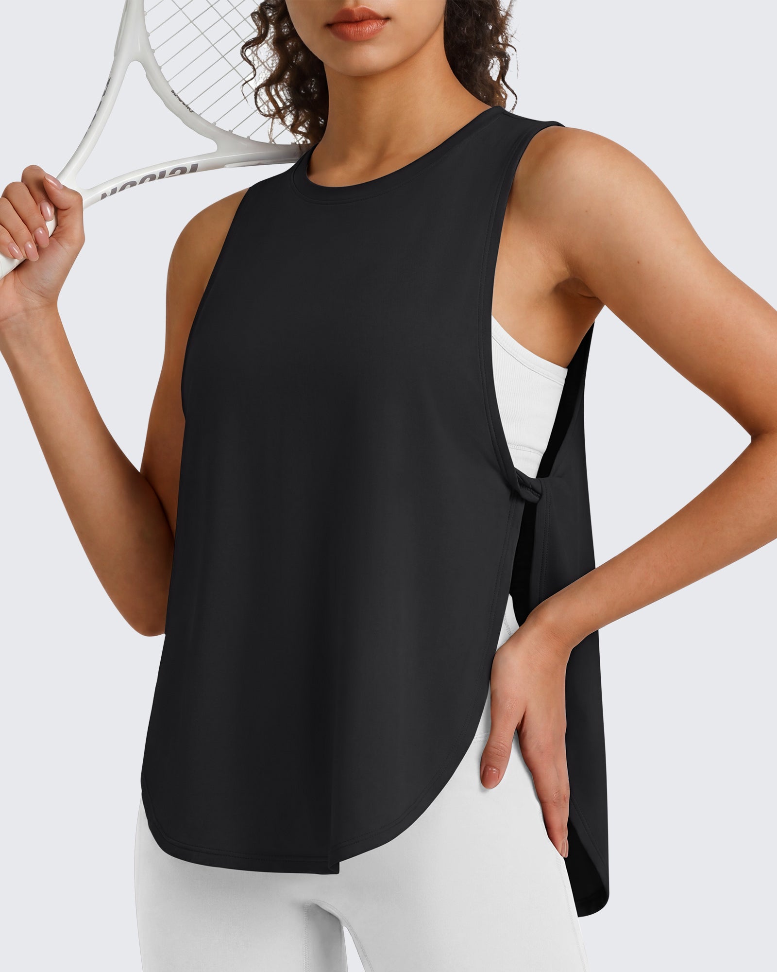 G4Free - G4Free UPF 50+ High Neck Loose Fit Side Slit Muscle Tank -GF26L990A001A-S-GF26L990A001B-M-GF26L990A001C-L-GF26L990A001D-XL-GF26L990A001E-XXL