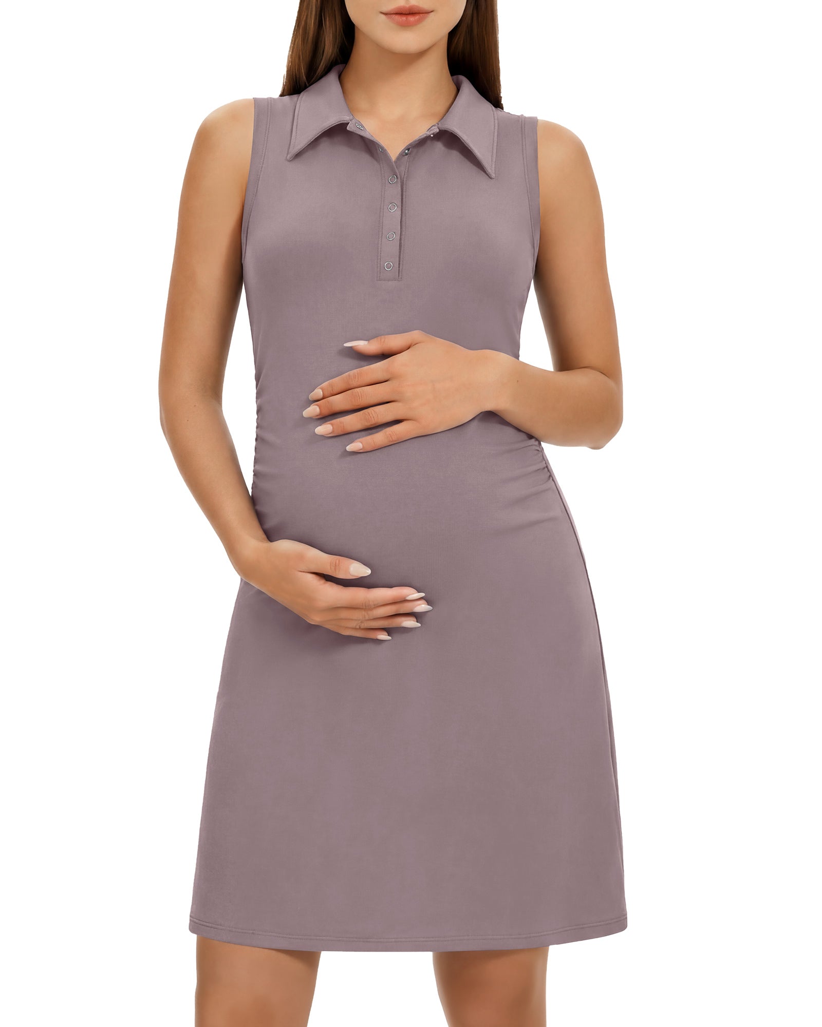 G4Free - G4Free UPF 50+ Maternity Tennis Dress – Button Front -GF26VY972A001A-S-GF26VY972A001B-M-GF26VY972A001C-L-GF26VY972A001D-XL-GF26VY972A001E-XXL