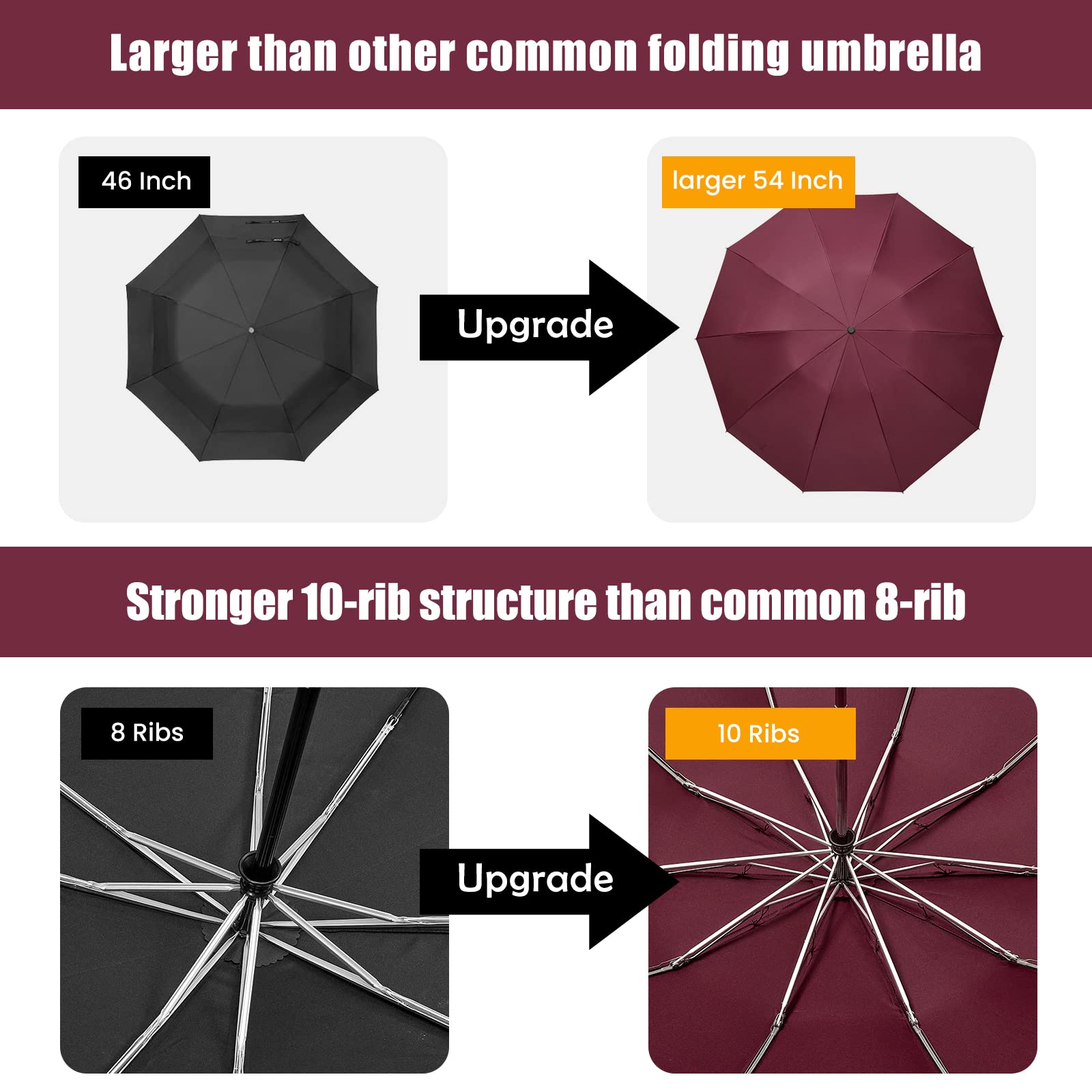 G4Free - G4Free UPF 50+ UV Protection 54 Inch Large Reverse Travel Umbrella -NT21A010B-NT21A010A-NT21A010C-NT21A010D-NT22A170A