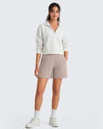 G4Free - G4Free Waffle Knit 4'' High Waisted Shorts with Pockets -GF26E958A001A-S-GF26E958A001B-M-GF26E958A001C-L-GF26E958A001D-XL-GF26E958A001E-XXL