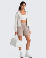 G4Free - G4Free Waffle Knit 4'' High Waisted Shorts with Pockets -GF26E958A001A-S-GF26E958A001B-M-GF26E958A001C-L-GF26E958A001D-XL-GF26E958A001E-XXL