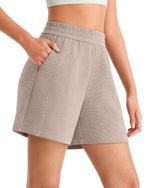 G4Free - G4Free Waffle Knit 4'' High Waisted Shorts with Pockets -GF26E958A001A-S-GF26E958A001B-M-GF26E958A001C-L-GF26E958A001D-XL-GF26E958A001E-XXL