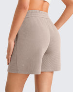 G4Free - G4Free Waffle Knit 4'' High Waisted Shorts with Pockets -GF26E958A001A-S-GF26E958A001B-M-GF26E958A001C-L-GF26E958A001D-XL-GF26E958A001E-XXL