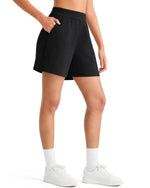 G4Free - G4Free Waffle Knit 4'' High Waisted Shorts with Pockets -GF26E958A001A-S-GF26E958A001B-M-GF26E958A001C-L-GF26E958A001D-XL-GF26E958A001E-XXL