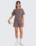 G4Free - G4Free Waffle Knit 4'' High Waisted Shorts with Pockets -GF26E958A001A-S-GF26E958A001B-M-GF26E958A001C-L-GF26E958A001D-XL-GF26E958A001E-XXL