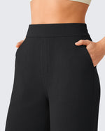 G4Free - G4Free Waffle Wide Leg Pull On Dress Pants High Waisted Stretchy -GF26J871A001A-S