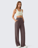 G4Free - G4Free Waffle Wide Leg Pull On Dress Pants High Waisted Stretchy -GF26J871A001A-S-GF26J871A001B-M-GF26J871A001C-L-GF26J871A001D-XL-GF26J871A001E-XXL