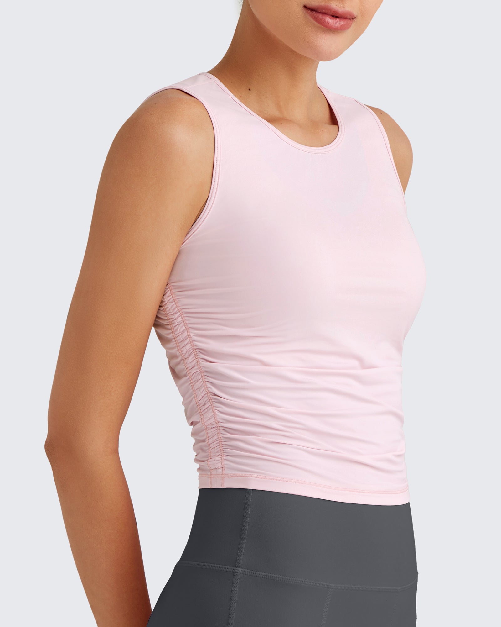 G4Free - Lightbreeze Side Ruched Sleeveless Workout Tops -GF25L322AF-XS-GF25L322AA-S-GF25L322AB-M-GF25L322AC-L-GF25L322AD-XL