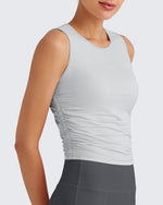 G4Free - Lightbreeze Side Ruched Sleeveless Workout Tops -GF25L322AF-XS-GF25L322AA-S-GF25L322AB-M-GF25L322AC-L-GF25L322AD-XL