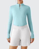 G4Free - Lightbreeze UPF 50+ Sun Thumbholes Quater Zip Shirts -GF26B881A001F-XS-GF26B881A001A-S-GF26B881A001B-M-GF26B881A001C-L-GF26B881A001D-XL