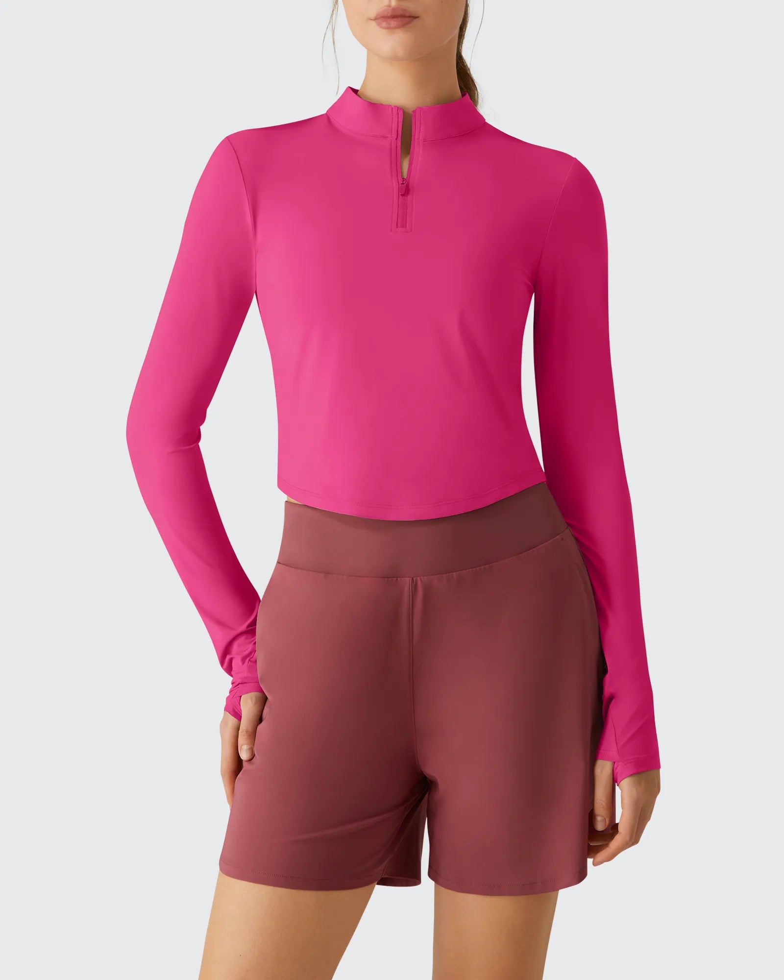 G4Free - Lightbreeze UPF 50+ Sun Thumbholes Quater Zip Shirts -GF26B881A001F-XS-GF26B881A001A-S-GF26B881A001B-M-GF26B881A001C-L-GF26B881A001D-XL