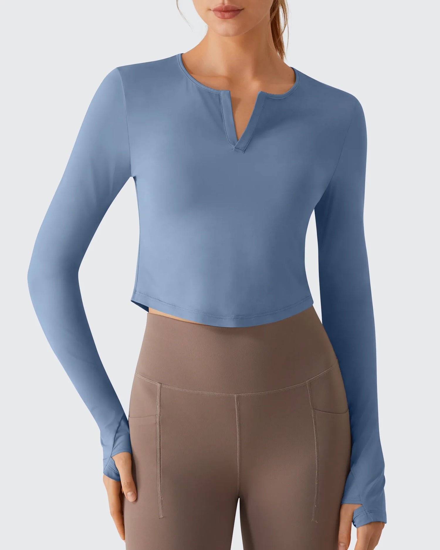 G4Free - Lightbreeze V Neck UPF 50+ Thumbholes Long Sleeve -GF26B886B005A-S