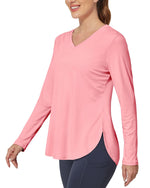 G4Free - Lightweight V Neck Sun Long Sleeve Workout Shirts Tops -GF23B139AF-XS