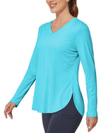 G4Free - Lightweight V Neck Sun Long Sleeve Workout Shirts Tops -GF23B139AF-XS