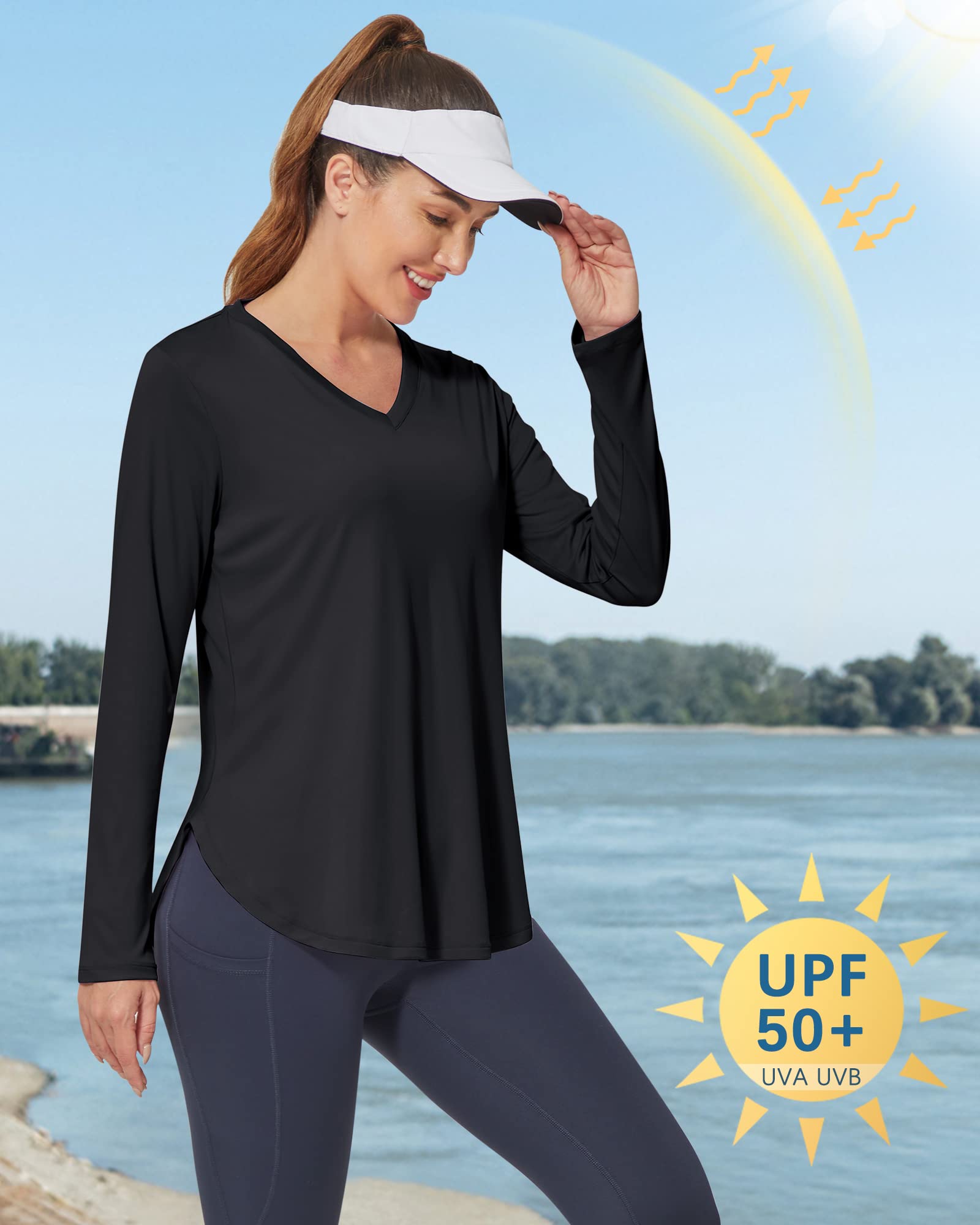 G4Free - Lightweight V Neck Sun Long Sleeve Workout Shirts Tops -GF23B139AF-XS-GF23B139CA-S-GF23B139CB-M-GF23B139CD-XL-GF23B139DF-XS