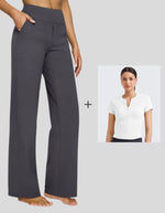 G4Free - Loose Business Casual Pants + BareFeel Half Zip Slim Fit Tops -GF23J183AF-XS+GF25K335DF-XS