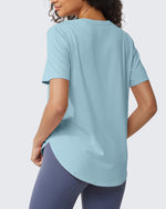 G4Free - Loose Hip Length Short Sleeve Workout Tops -GF24B198AA-S