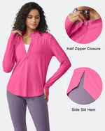 G4Free - Quick Dry High Neck Sun Half Zip Workout Tops -GF23B126AF-XS-GF23B126AA-S-GF23B126AB-M-GF23B126AC-L-GF23B126AD-XL