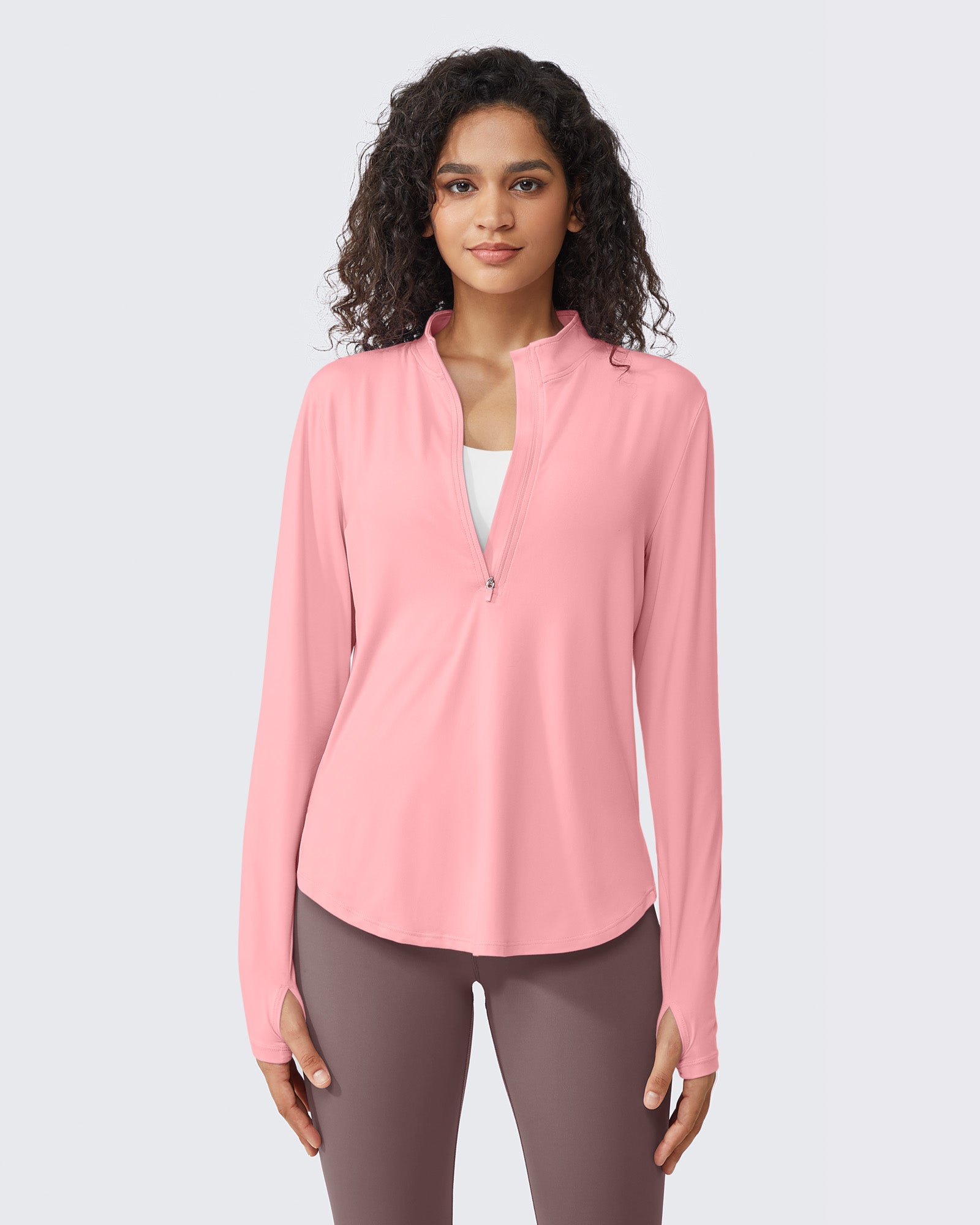 G4Free - Quick Dry High Neck Sun Half Zip Workout Tops -GF23B126KF-XS