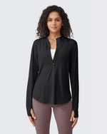 G4Free - Quick Dry High Neck Sun Half Zip Workout Tops -GF23B126KF-XS
