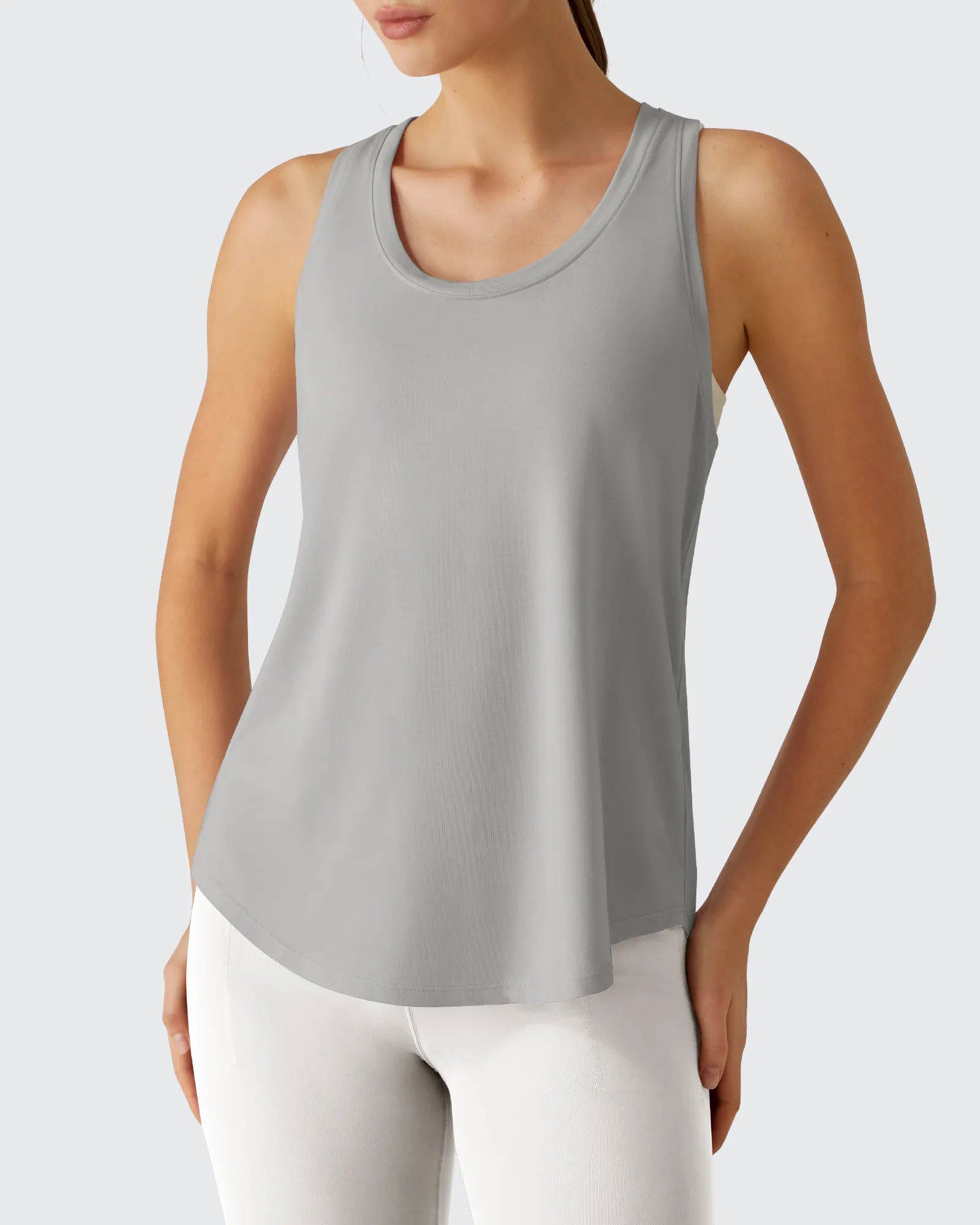 G4Free - Racerback Hip Length Scoop Neck Muscle Tank Tops -GF26L892D016F-XS