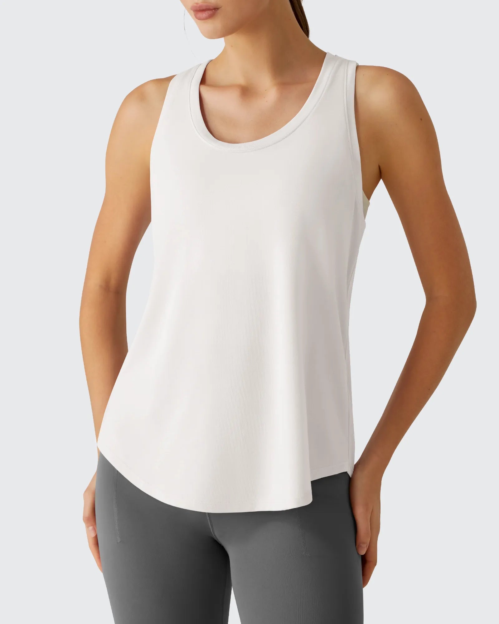 G4Free - Racerback Hip Length Scoop Neck Muscle Tank Tops -GF26L892D016F-XS