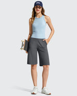 G4Free - Ribbed Bermuda High-Waist Knee Length Shorts 11'' -GF26E763A001F-XS-GF26E763A001A-S-GF26E763A001B-M-GF26E763A001C-L-GF26E763A001D-XL