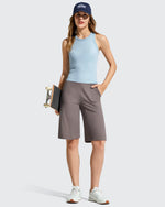 G4Free - Ribbed Bermuda High-Waist Knee Length Shorts 11'' -GF26E763A001F-XS-GF26E763A001A-S-GF26E763A001B-M-GF26E763A001C-L-GF26E763A001D-XL