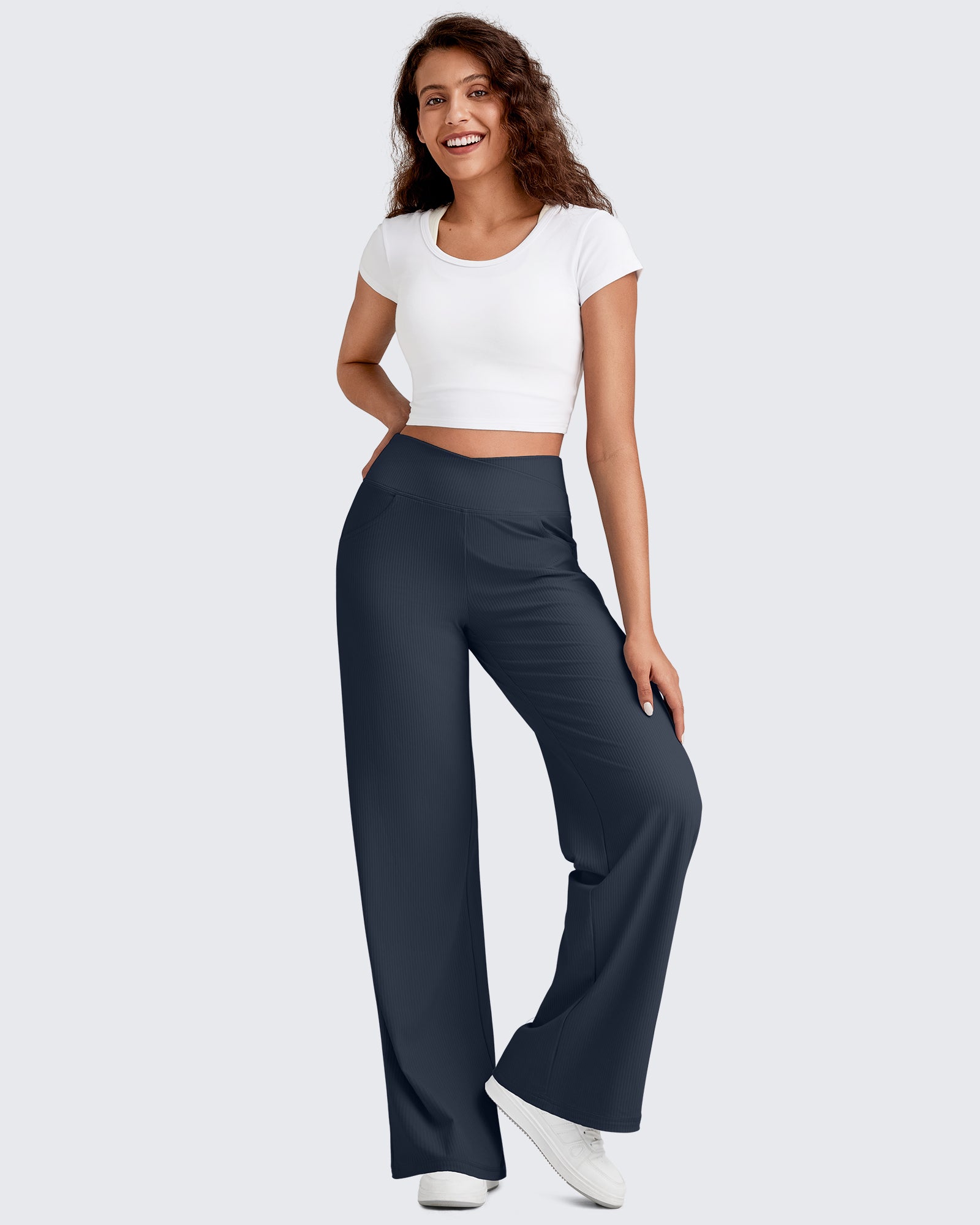 G4Free - Ribbed Cross High-Waist Wide Leg Pants -GF25J505AF-XS-GF25J506AF-XS-GF25J507AF-XS-GF25J505AA-S-GF25J506AA-S