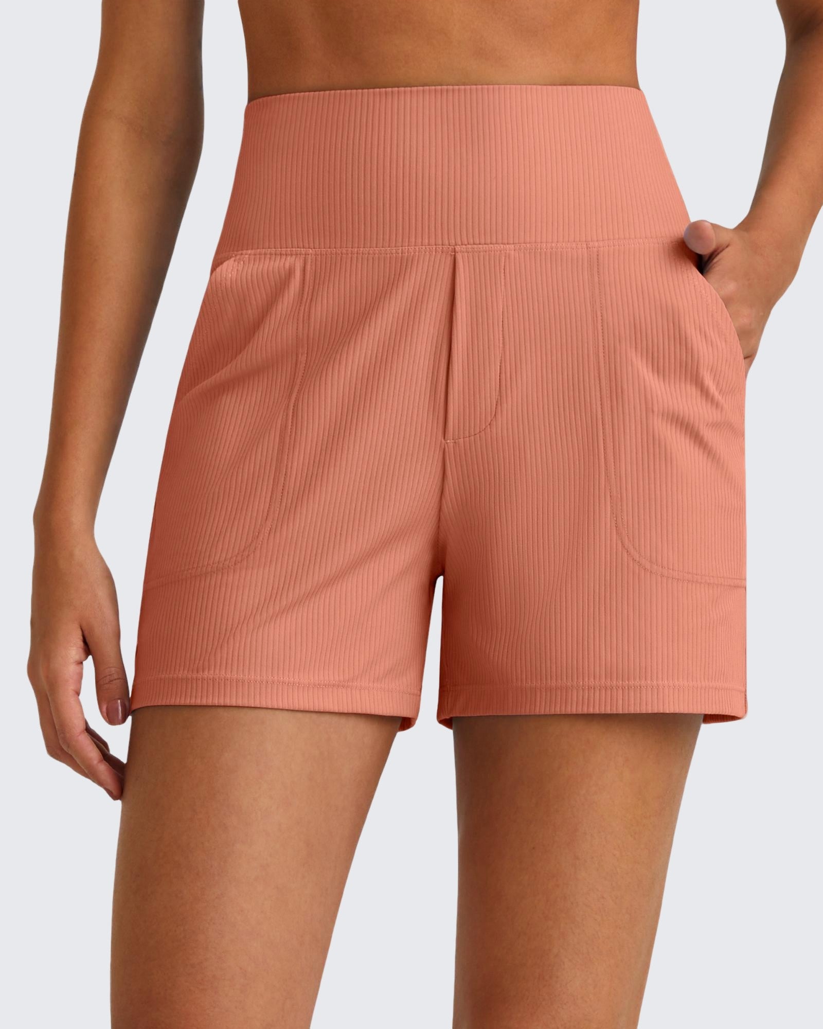 G4Free - Ribbed High-Rise Dressy Casual Shorts -GF25E304AA-S-GF25E304AB-M-GF25E304AC-L-GF25E304AD-XL-GF25E304AE-XXL