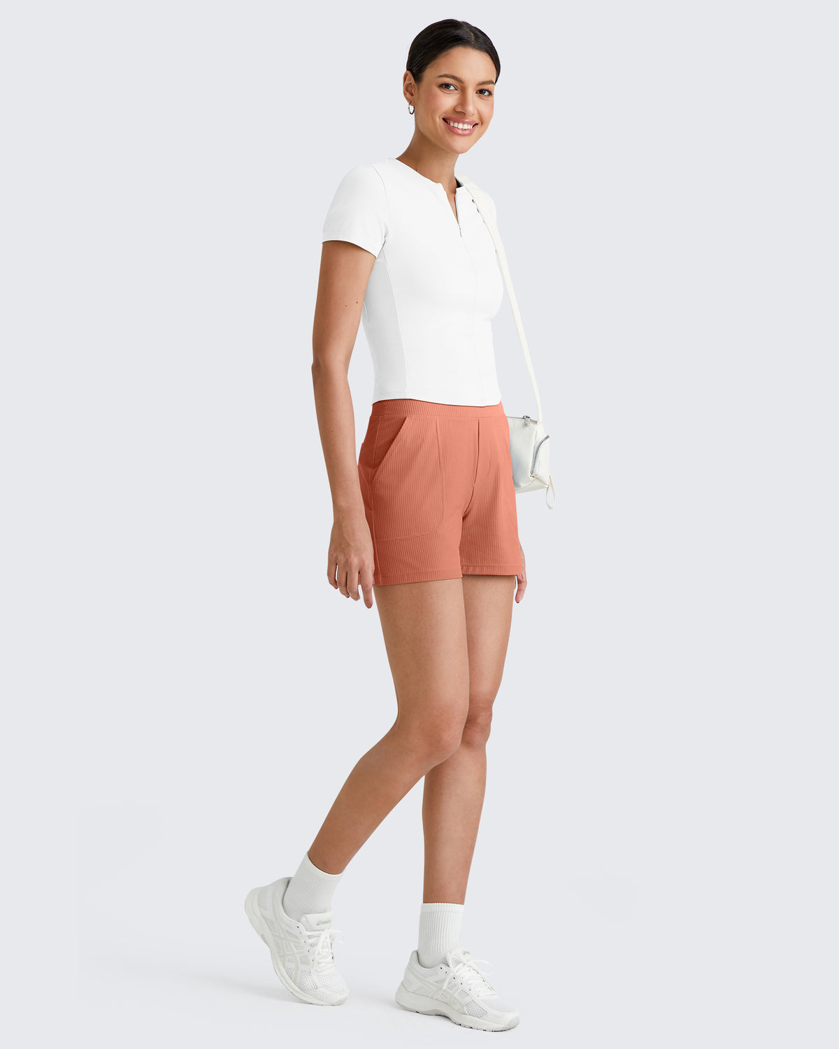 G4Free - Ribbed High-Rise Dressy Casual Shorts -GF25E304AA-S-GF25E304AB-M-GF25E304AC-L-GF25E304AD-XL-GF25E304AE-XXL