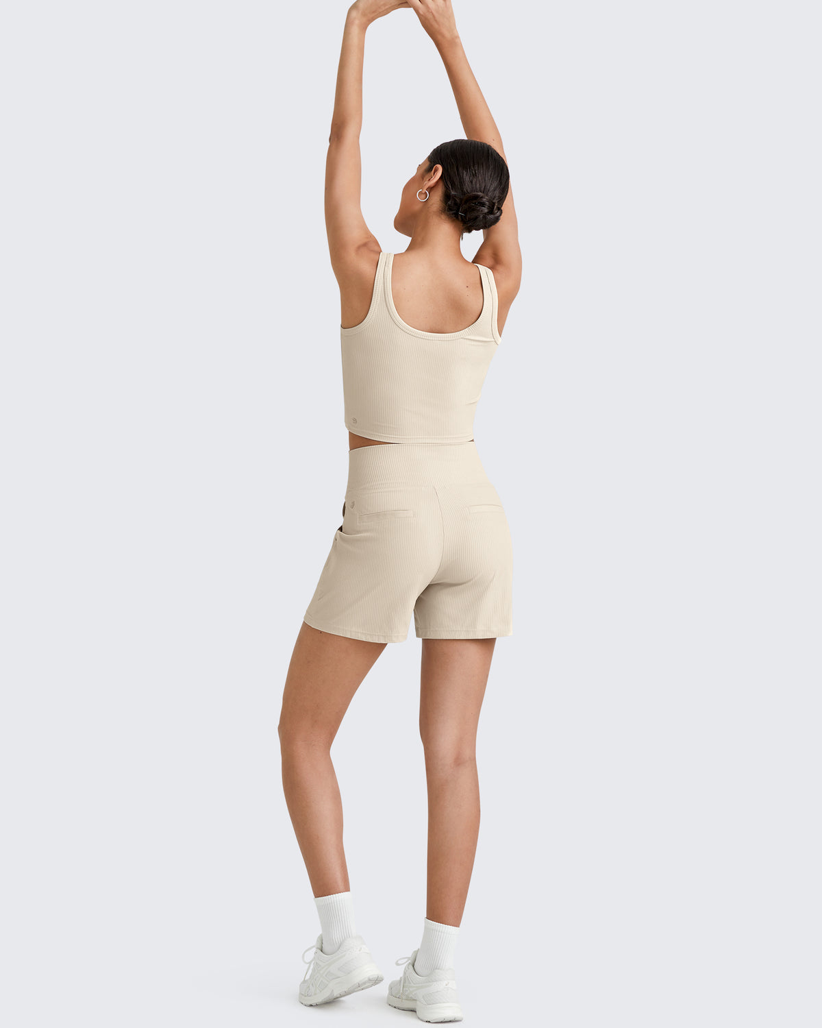 G4Free - Ribbed High-Rise Dressy Casual Shorts -GF25E304AA-S-GF25E304AB-M-GF25E304AC-L-GF25E304AD-XL-GF25E304AE-XXL