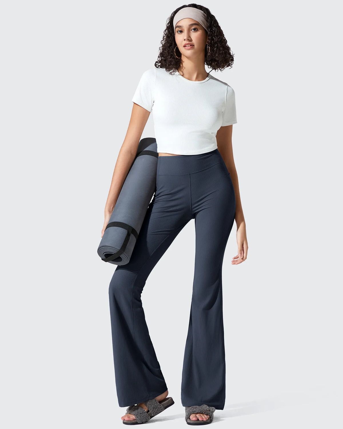 G4Free - Ribbed High Waisted Pockets Bootcut Leggings -GF25A568AA-S-GF25A569AA-S-GF25A570AA-S-GF25A568AB-M-GF25A569AB-M