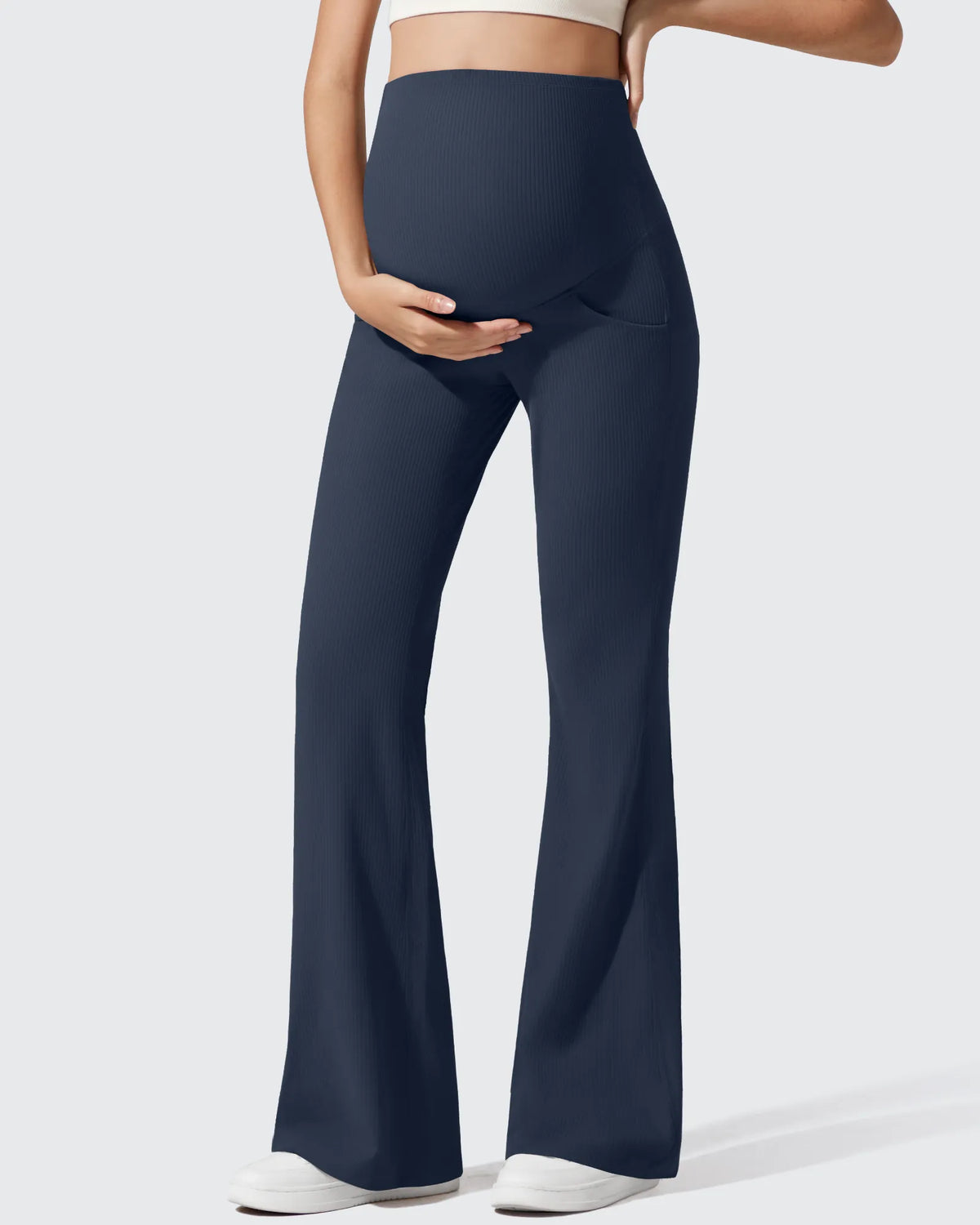 G4Free - Ribbed Maternity Flare Yoga Pants with Pockets -GF25AY587AA-S-GF25AY588AA-S-GF25AY589AA-S-GF25AY587AB-M-GF25AY588AB-M