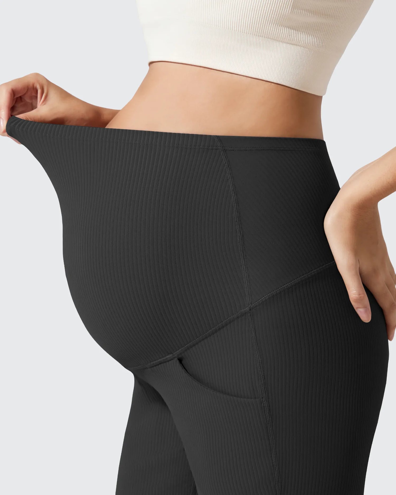 G4Free - Ribbed Maternity Flare Yoga Pants with Pockets -GF25AY587AA-S-GF25AY588AA-S-GF25AY589AA-S-GF25AY587AB-M-GF25AY588AB-M