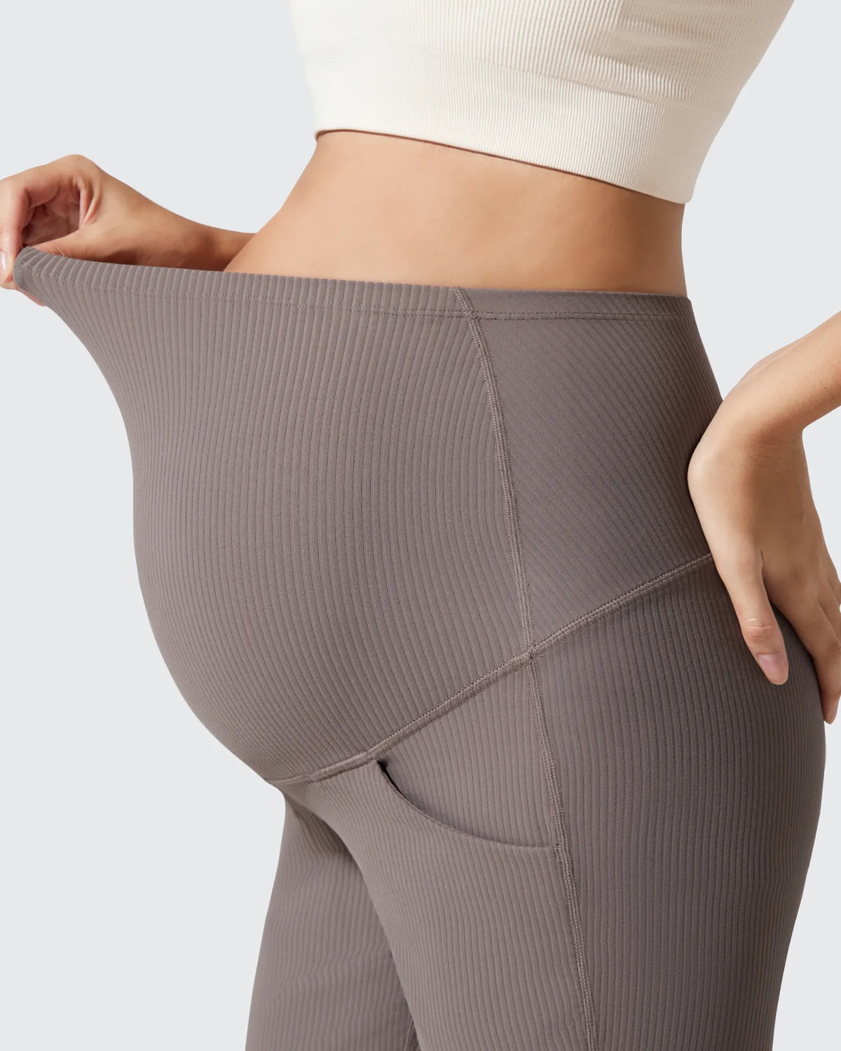 G4Free - Ribbed Maternity Flare Yoga Pants with Pockets -GF25AY587AA-S-GF25AY588AA-S-GF25AY589AA-S-GF25AY587AB-M-GF25AY588AB-M