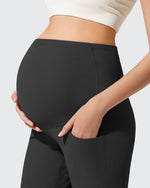 G4Free - Ribbed Maternity Flare Yoga Pants with Pockets -GF25AY587AA-S-GF25AY588AA-S-GF25AY589AA-S-GF25AY587AB-M-GF25AY588AB-M