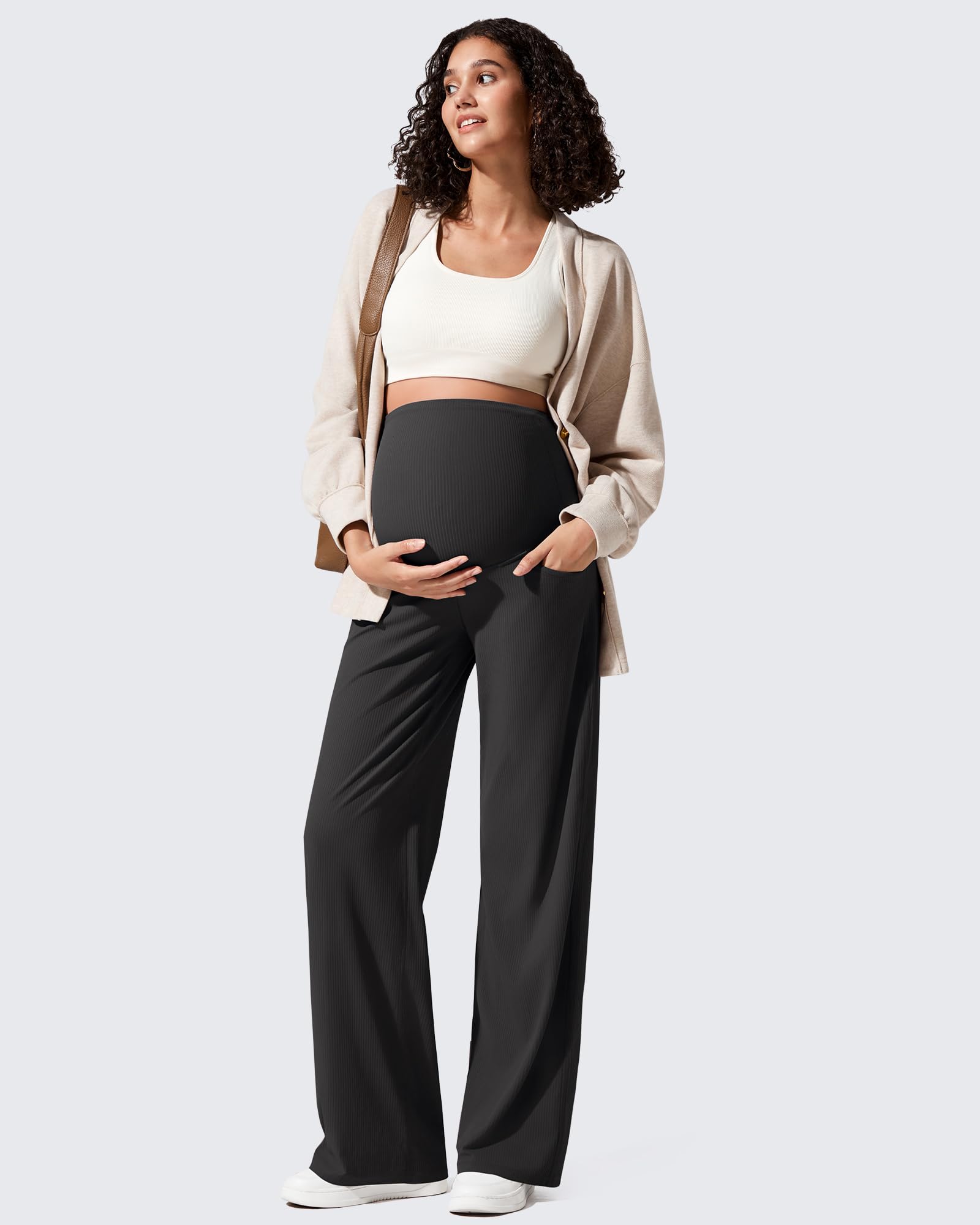 G4Free - Ribbed Maternity Wide Leg Casual Yoga Pants -GF25JY537AF-XS-GF25JY538AF-XS-GF25JY539AF-XS-GF25JY537AA-S-GF25JY538AA-S