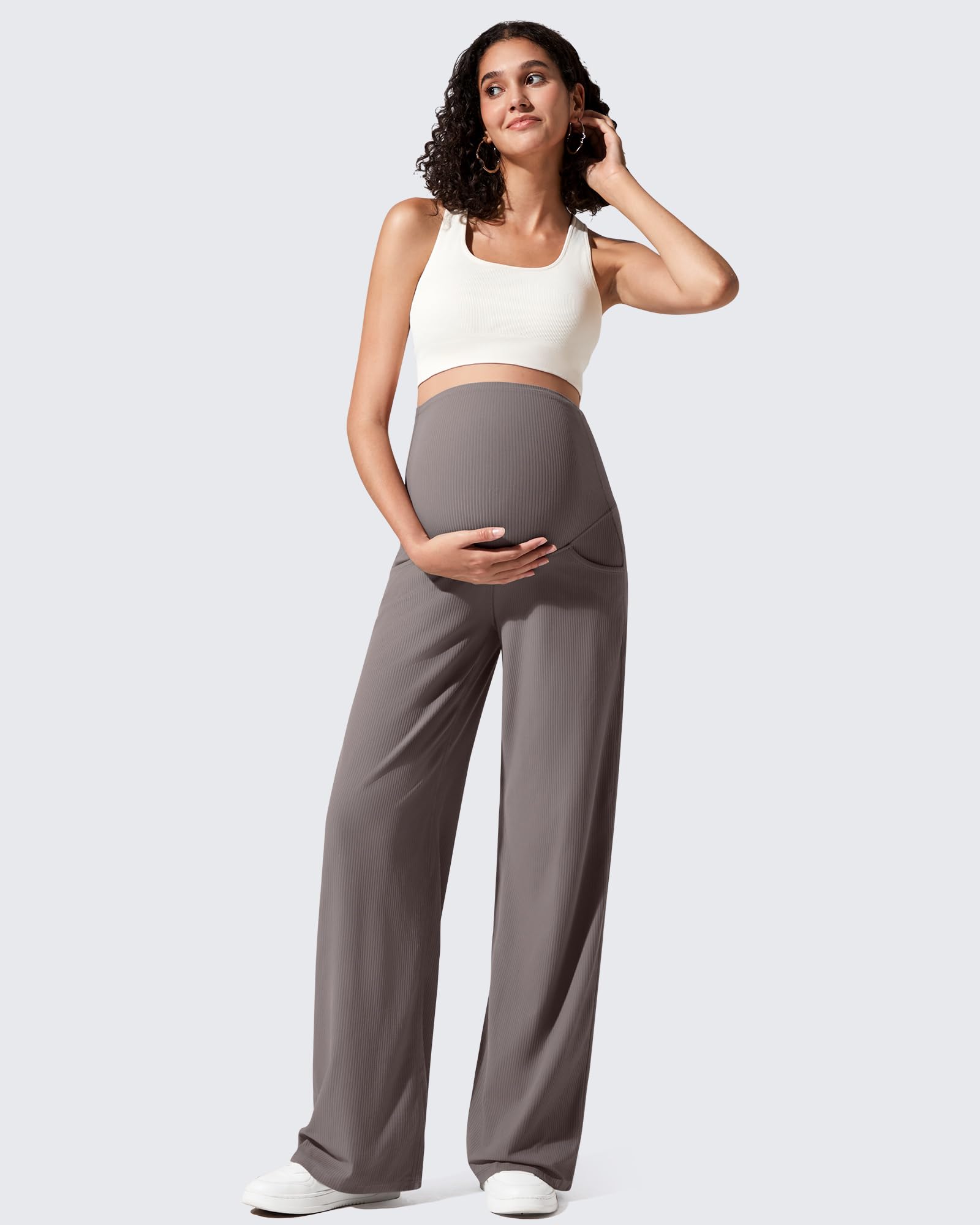 G4Free - Ribbed Maternity Wide Leg Casual Yoga Pants -GF25JY537AF-XS-GF25JY538AF-XS-GF25JY539AF-XS-GF25JY537AA-S-GF25JY538AA-S