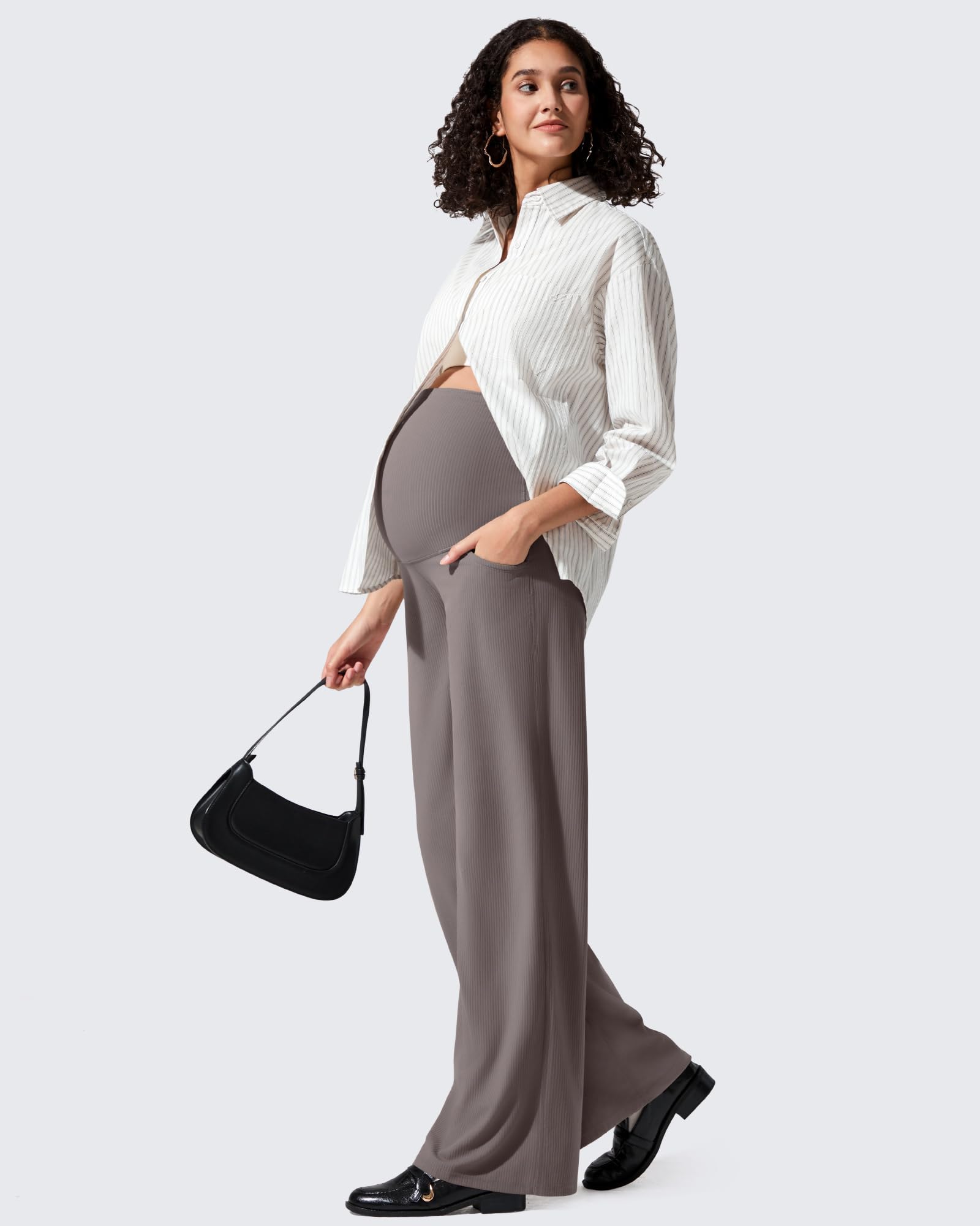 G4Free - Ribbed Maternity Wide Leg Casual Yoga Pants -GF25JY537AF-XS-GF25JY538AF-XS-GF25JY539AF-XS-GF25JY537AA-S-GF25JY538AA-S