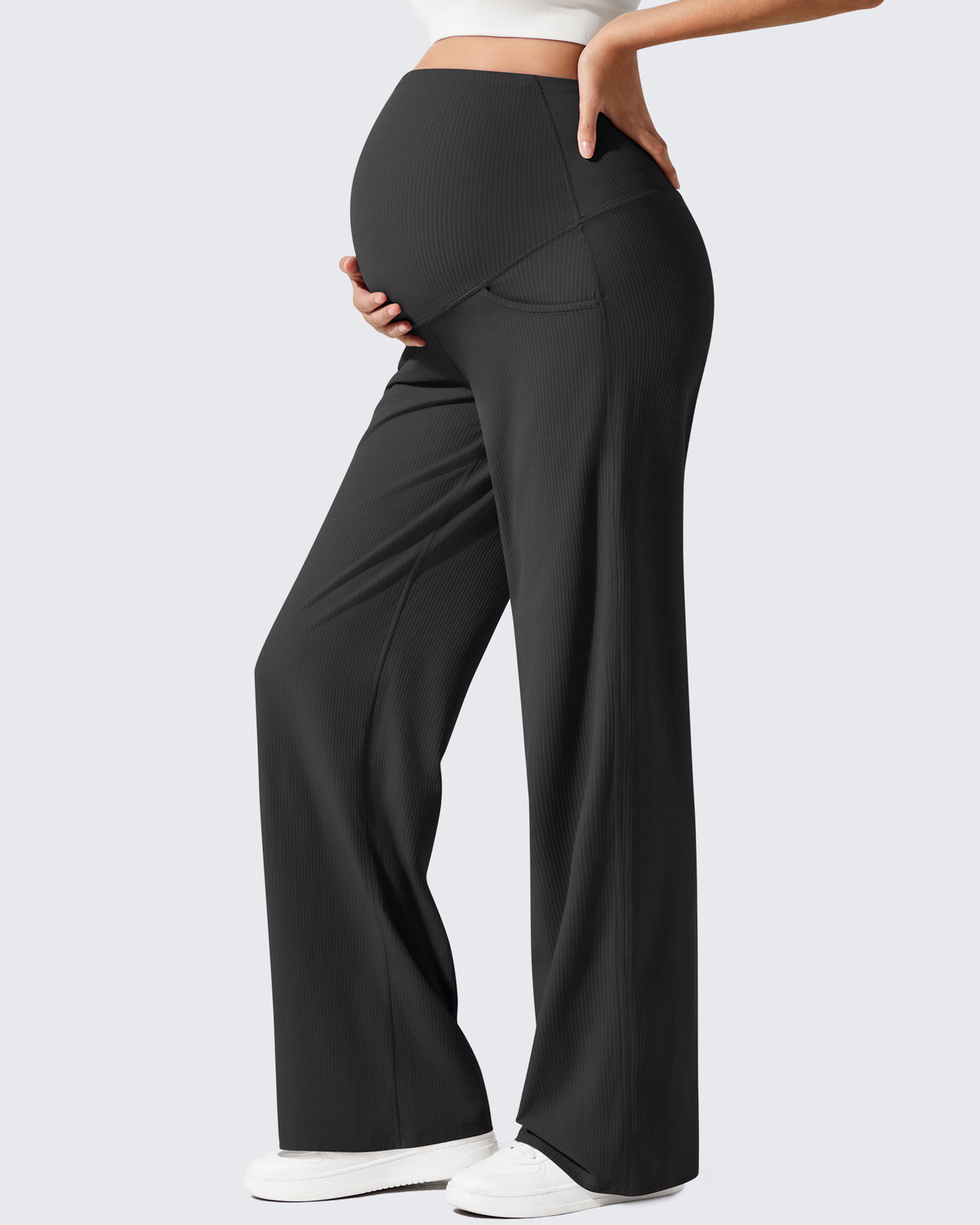 G4Free - Ribbed Maternity Wide Leg Casual Yoga Pants -GF25JY537AF-XS-GF25JY538AF-XS-GF25JY539AF-XS-GF25JY537AA-S-GF25JY538AA-S